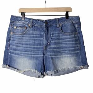 American Eagle Mid-Rise Boy Midi Super Stretch Denim Jean Shorts Womens Size 12